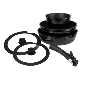 Đánh giá hàng đầu không dính chảo chiên ép nhôm sắt Bakelite xử lý kính nắp Stackable có thể tháo rời tương thích cảm ứng nồi - Product Image 1