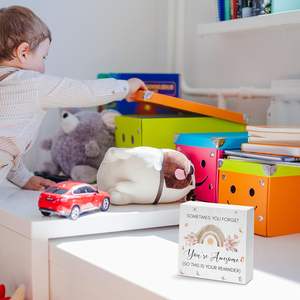 Cartello con scatola di legno (5 "x 5") -cartello con tavolo ispiratore nella sala giochi che ti sei dimenticato di essere fantastico, quindi ecco il tuo promemoria - Product Image 5