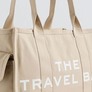 Women's Custom Embroidery Large Capacity Zip Cotton Canvas Handbag Multiple Pockets Beach Tote <b>Shoulder</b> <b>Strap</b> Autumn Winter - Product Image 3