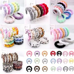 बहु रंग स्पा हेडबैंड रिस्टबैंड सेट स्पंज मेकअप स्किनकेयर हेडबैंड महिला लड़की के लिए नरम हेयरबैंड - Product Image 2