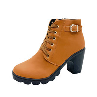 Bottes pour femmes à talon épais et boucle métallique, vente directe d'usine, grandes tailles