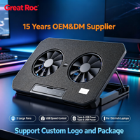 Support de refroidissement pour ordinateur portable à double ventilateur, 5 niveaux réglables, double USB, silencieux, pour ordinateur portable de 15,6 pouces