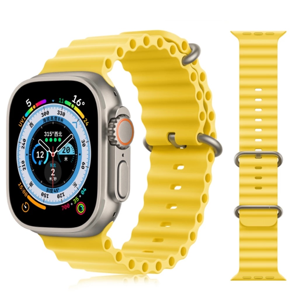 Ремешок силиконовый для Apple Watch Ultra 49 мм Series 8 7 45 мм 41 мм 38 мм 40 мм 42 мм 44 мм с двумя пряжками