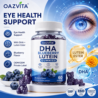 OEM Vitaminen DHA Blauwe Bes Luteïne Ester Gummy Candy Fruit Smaak Ooggezondheid Supplementen Beer DHA Blauwe Bes Luteïne Gummies