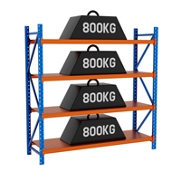 Système de rayonnage à palettes robuste à 4 niveaux, capacité 800 kg, en acier, réglable, pour entrepôt, à travées longues, directement de l'usine