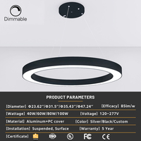 Lustre LED linéaire réglable Brandon avec suspension, lampe annulaire à couleur variable pour plafond haut, hôtel et maison