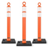 BATTIFE Cones de signalisation orange de 42 pouces, poteaux délimiteurs avec base, ensemble de 3 pièces – Colliers réfléchissants lestés de 118 x 118 pouces pour parkings
