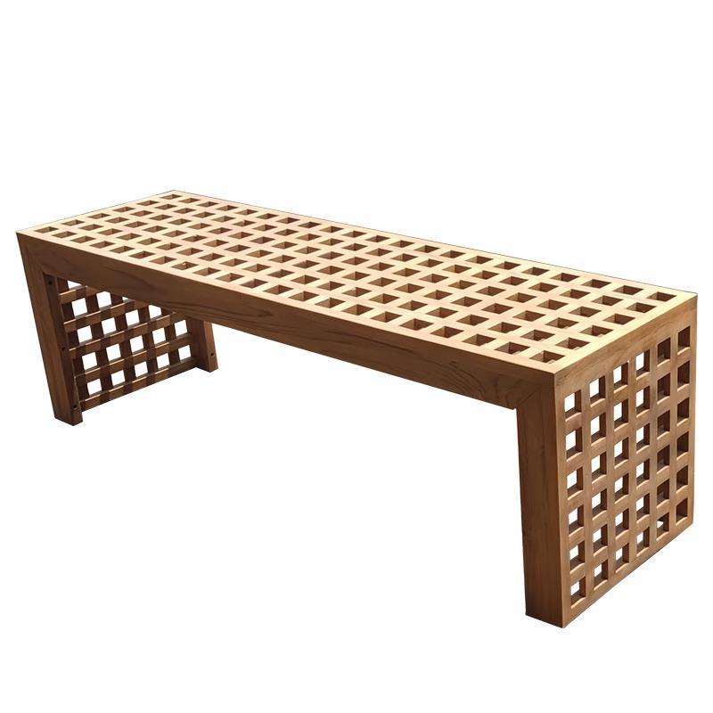 ม้านั่งไม้สักพม่าลายตาราง ขนาด 135_40_45 ซม.