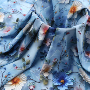 Baju tidur, lebar 150 cm Polyester Spandex empat cara kain elastis 3 d kain cetak Digital bunga untuk kain pakaian tidur - Product Image 4