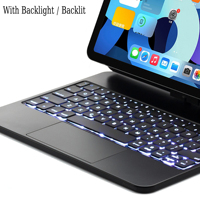 Nouvel iPad Air 10.9/11 Pro 11 Tablette Clavier intelligent sans fil ABS avec pavé tactile rétroéclairé 7 couleurs Design ultra fin