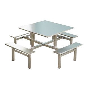 Dingyue Stainless Steel Canteen Table Set 8 Person <b>Square</b> Dining Table With Benches For School And Company Use - Product Image 4