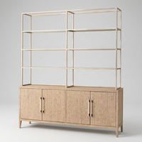 Meuble sur mesure en promotion : Buffet ouvert moderne en bois massif à 4 portes, bibliothèque et armoire pour la maison, le salon, le bureau ou l'école