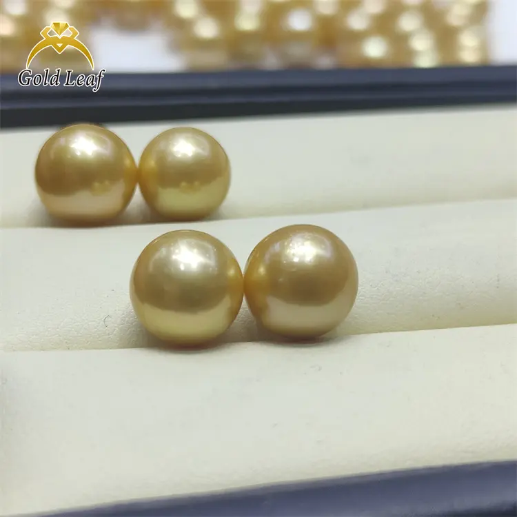 Vente en gros de bijoux Goldleaf perle de grande taille couleur or 12-13mm perles rondes AAA Edison