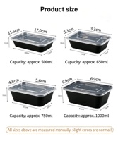 Boîte alimentaire rectangulaire jetable en plastique PP avec couvercle transparent pour sushis, salades et traiteur