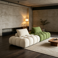 Canapé en tissu, style Tofu Block, crème française, design familial créatif, module modulable, combinaison carrée, pour appartement et hôtel, une place