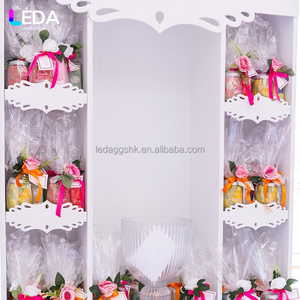 LEDA Event Party Decor & Supplies Princess-style <b>White</b> <b>Acrylic</b> Flower Stand Trolley With Wheels - Product Image 3