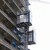 Ascenseur de chantier SC200/200 à double cabine en acier, monte-personnes, commande VFD, ascenseurs temporaires pour bâtiments de grande hauteur