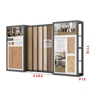Customized Pull Push Wood Flooring Hardwood Laminate Timber <strong>Display</strong> Stand Ceramic Tile Stone Sliding Metal Rack for Showroom - Product Image 3