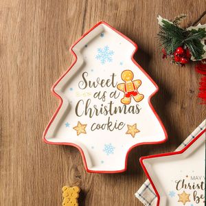 Assiettes de Noël tridimensionnelles, assiettes à fruits de Noël en céramique peintes à la main avec des motifs dorés - Product Image 4