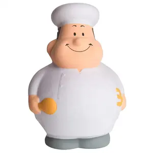 High Grip Strengthening PU Foam Cartoon Chef Doll Shape Stress Ball Unisex Promotional Toy Adults' Anxiety Relief Perfect