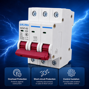 Interruttore Magnetotermico EPEPRO 3P AC MCB 63A 230V per Guida DIN da 35MM, Interruttore di Disconnessione C63 4.5KA/6KA per Quadri di Distribuzione in Rame, Solare Fotovoltaico - Product Image 5