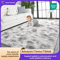 Tapis de sol transfrontalier en peluche à poils longs, tie-dye, lavable en machine, pour bureau, salon, chambre à coucher, chevet, modèle couverture