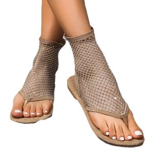<span class=keywords><strong>Sandales</strong></span> en maille à strass scintillants pour femme, style chaussette, plates, type bottines, collection été, en promotion - Product Image 2