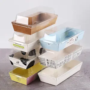 Eco Friendly Paper Dessert Pastry Cake Packaging Take Out Bakery Boxes With Clear Lid