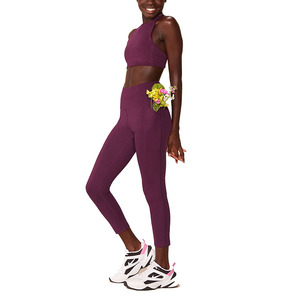 LOGO personalizzato spedizione veloce all'ingrosso Gym Short logo reggiseno Fabletics Leggings con tasche Set - Product Image 4