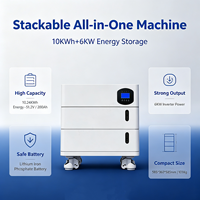 Système de stockage d'énergie domestique hybride solaire 51.2V 200Ah 10.24kWh au lithium LiFePO4, empilable, mural, avec onduleur, BMS et RS485, stock UE