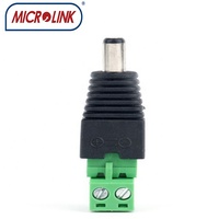 Microlink ML-DC-Socket-08 CCTV-Kamera DC-Buchse Stecker 12V DC-Stromanschluss Mini-Jack Kupfer+PVC Schraubadapter