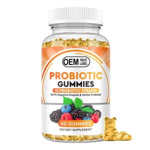 Gomitas Probióticas Diarias de Marca Privada OEM, 12 Cepas, 5 Mil Millones de UFC, Enzimas Digestivas, Prebiótico, Apoyo a la Salud <span class=keywords><strong>Intestinal</strong></span>, 60 Gomitas - Product Image 1