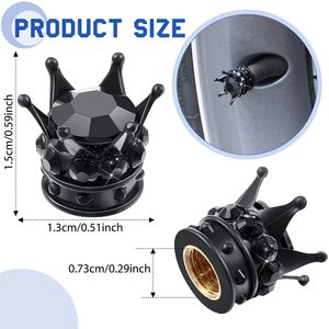 Capuchons de valve de pneu en forme de couronne, faits à la main, ornés de strass en cristal, universels, chromés, pour véhicules et voitures, attrayants - Product Image 2