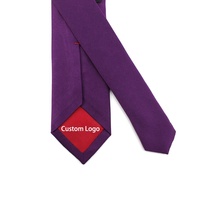 Cravates de mariage personnalisées en gros, faites à la main, élégantes, en soie unie tissée, en gros-grain, fines, 7 cm, violettes, pour hommes