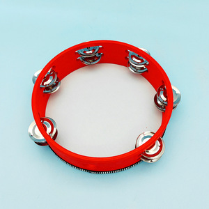 Wholesale Percussion <b>Instrument</b> Natural Wood Color and Red Tambourine 6 Inch Double Row Wood Hand Drum <b>Musical</b> Toys - Product Image 4