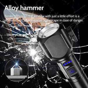 Новый стиль самообороны светодиодные фонари с предохранительным молотком 26650 стронглитовый фонарик - Product Image 4