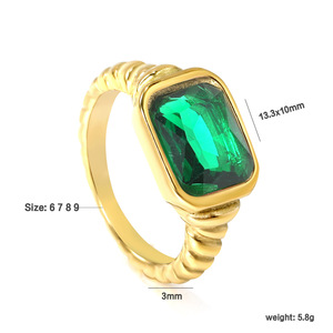 แหวนทรงเรขาคณิตสำหรับผู้หญิง ประดับหินทรงสี่เหลี่ยม ตัวเรือนสแตนเลส เครื่องประดับแฟชั่น ของขวัญ - Product Image 5