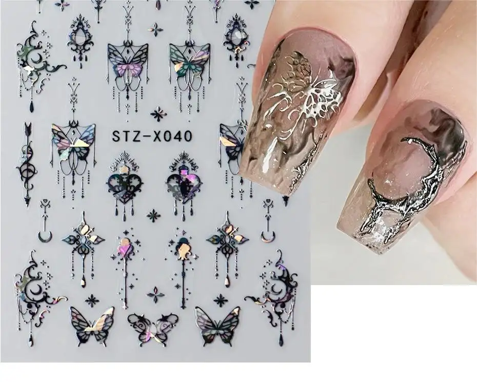 Decalcomanie autoadesive per unghie 3D con disegni per unghie alla moda con spedizione gratuita