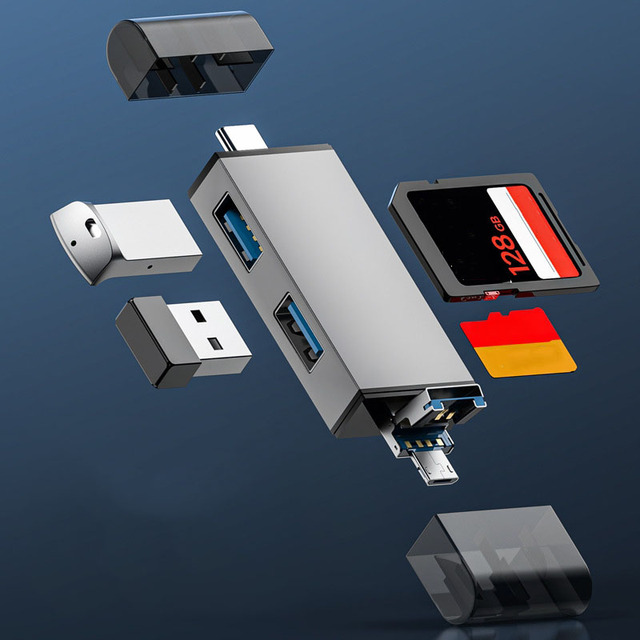 USB 3.0 SD TF Card Reader OTG Adapter USB Flash Drive USB3.0 2.0 Micro to Type C 7 in 1 Smart Memory Card Reader Accessories