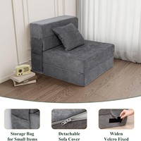 Chaise pliante amovible gris foncé en mousse à mémoire de forme avec oreiller, canapé futon, chaises pliantes, chaise-lit convertible