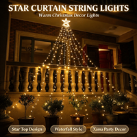 Premium 5-Punkt-Stern Wasserfall LED-Lichterkette Warmweiß IP44 Außenbereich Garten Hof Hängende Weihnachtsdekoration