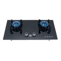 Table de cuisson encastrable en verre trempé à gaz, 2 brûleurs, cuisinière à gaz intelligente, vente en gros OEM