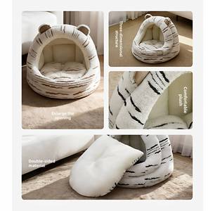 Bear Shaped Semi-Enclosed Pet Bed Plush Semi-Enclosed Cat Dog House Warm Indoor Pet Nest Cozy Rest Bed for <b>Small</b> Medium Dogs Cat - Product Image 6