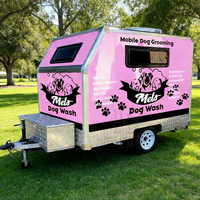 Remorque de camping-car mobile en fibre de verre convertie en unité de toilettage pour chiens, légère et durable, salon pour animaux de compagnie sur roues