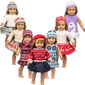 Hot Sale Eropa 18 Inch Boneka Aksesoris Pakaian Natal Sweter Gaun untuk Grosir