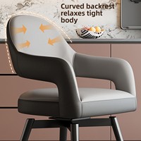 Chaise de salle à manger pivotante de style italien, luxe léger, structure en métal, accoudoirs, dossier rembourré ; Convient aux salles à manger à domicile