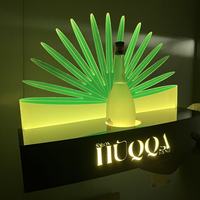 Présentoir à bouteilles LED en acrylique en forme de feuille de palmier personnalisé, illuminateur de bouteilles de vin, support d'affichage de champagne lumineux RGB