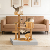 Colección de Árboles para Gatos de Madera Maciza, Diseño Completo, Varios Modelos, Set de Exhibición para Venta al por Mayor