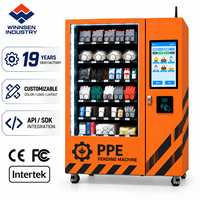 Kiosque de distribution automatique Winnsen pour employés, ouvert 24h/24 pour la distribution de gants, lunettes de protection et masques EPI, avec rapports d'inventaire