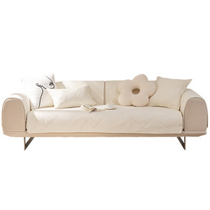 Nordic Minimalist <b>Sofa</b> Cushion Pad 145-185CM Geometric Pattern Crystal Velvet All Season Non Slip Seat <b>Cover</b> - Product Image 5